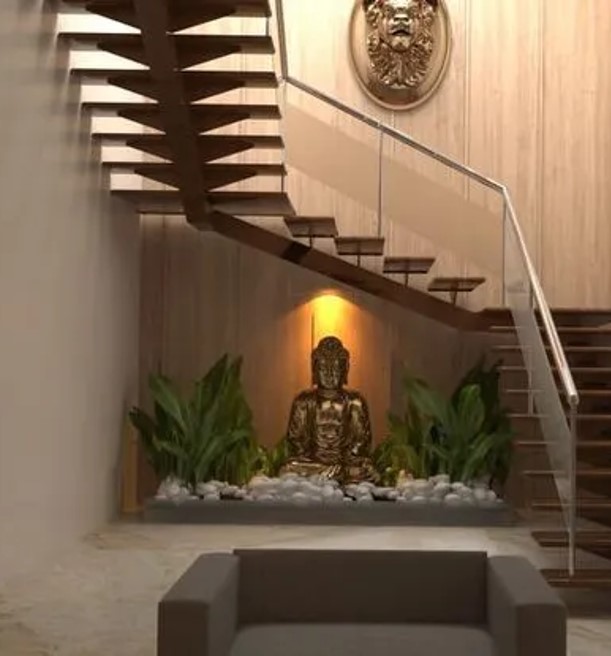 espace zen sous escalier